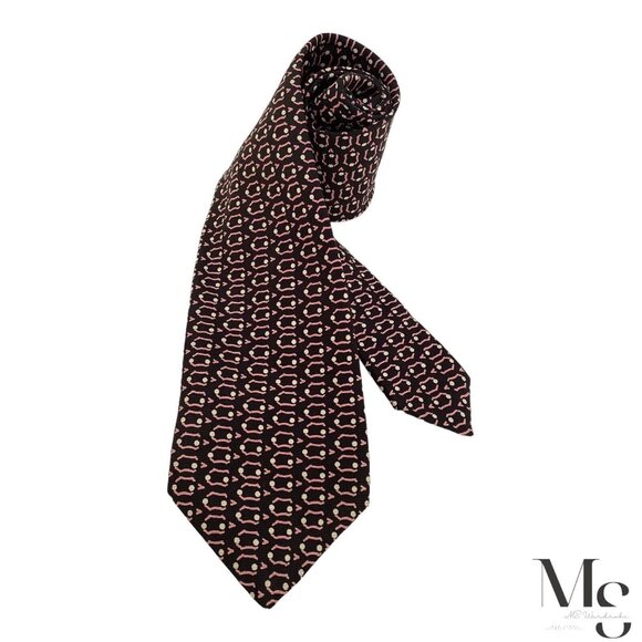 KITON NAPOLI 7Fold XL Black Geometric Silk Tie Made In Italy W:4